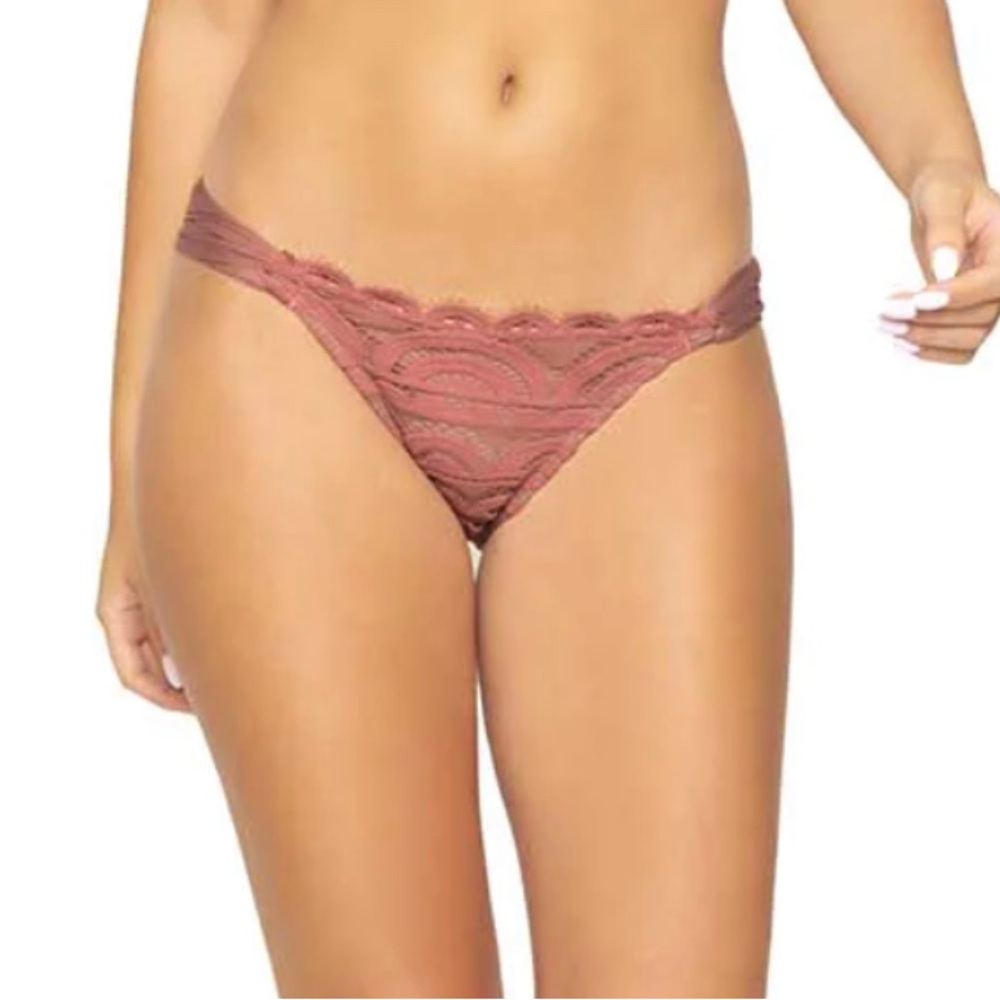 NWT Pilyq Dusty Rose Lace Fanned Bikini Bottoms FULL Coverage Medium